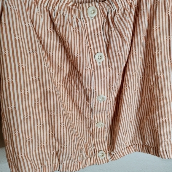 Madewell Puff-Sleeve Button-Front Crop Top in Embroidered Stripe sz M - Picture 4 of 8